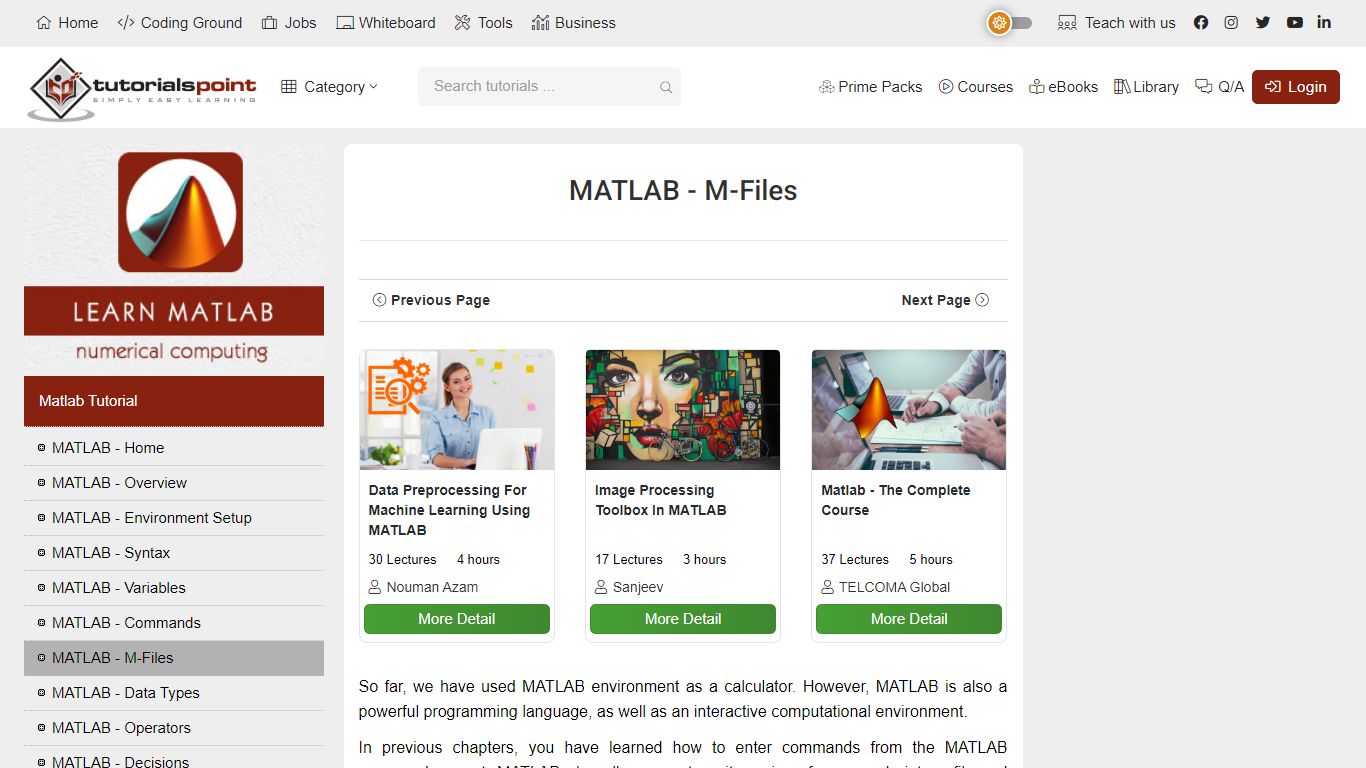 MATLAB - M-Files - tutorialspoint.com